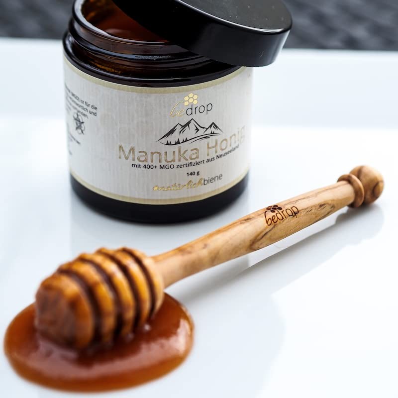 bedrop Honey Spoon Made of Real Olive Wood, 13 cm,