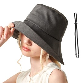 HAT MIKKE Women's Hat, Foldable, UV Protection, 100% Light Blocking, Cool to Touch, Includes Chin Strap, gray