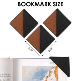 URIZZD Leather Corner Bookmarks for Men Women, Handmade Book Markers for Book Lovers Reading Bookmark Set 3 PCS (Black+Brown)