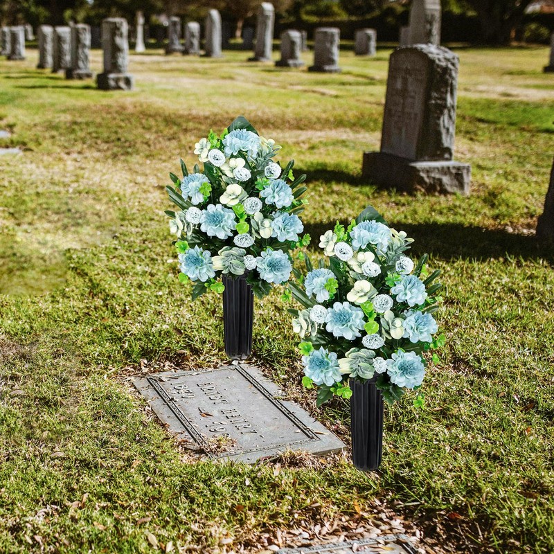 Grave Vases with Spikes, Plastic Flower Holder for Cemetery, Flower