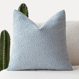 Foindtower Modern Textured Boucle Throw Pillow Covers Accent Solid Decorative Pillow Cases Cozy Woven Couch Cushion Case for Chair Sofa Bed Living Room Home Decor, 20 x 20 Inch, 1PC, Light Blue