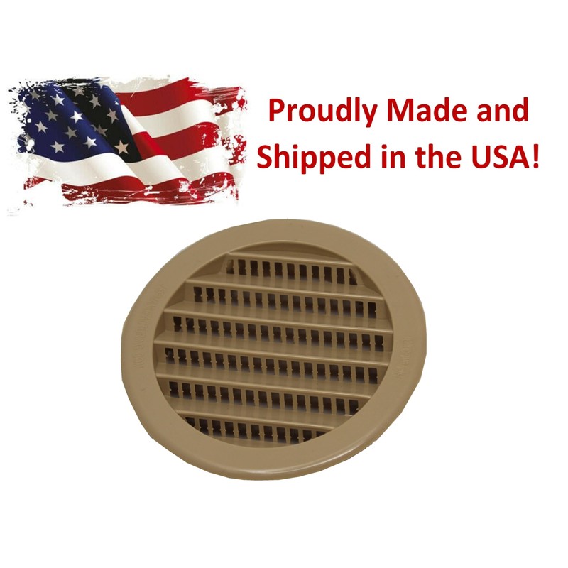 2" Round Green or Tan Plastic Louver Soffit Air Vent