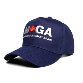 CLEARNEXT Make Canada Great Again Cap – Blue Baseball Hat with Red Maple Leaf Design, Adjustable Strap and Brass Buckle, Patriotic Canadian Gift