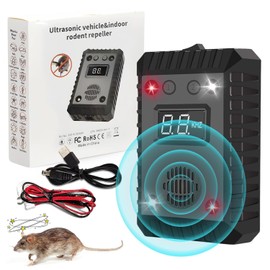 Ultrasonic Rodent Repellent for Car Engines, Battery Operated Plug in Mouse Repellent with LED Strobe Light,Under Hood Rat Mice Bat Squirrel Pest Deterrent for Vehicle Garage Attic Indoor Outdoor
