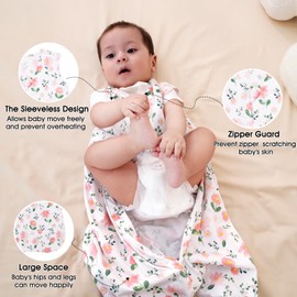 PHF Baby Sleep Sack 0-6 Months 3 Pack 100% Cotton Baby Wearable Blanket, 2-Way Zipper 0.5 TOG Toddler Sleeping Sack, Comfy Sleep Bag for Baby Girls, Pink Floral (Small)