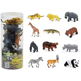 RECUR 12PCS Assorted Wild Animals PLAYSET, Ages 3+