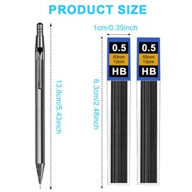 OFFCUP Metal Mechanical Pencils Set, Propelling Drafting Pencil, 0.5mm Automatic Pencil Artist Drafting Clutch Pencil With 2 Tube Lead Refills for School Engineer Writing, Drawing, Sketching