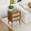 Rattan Nightstand Set of 2,Mid Century Modern Bedside with Storage,Wood
