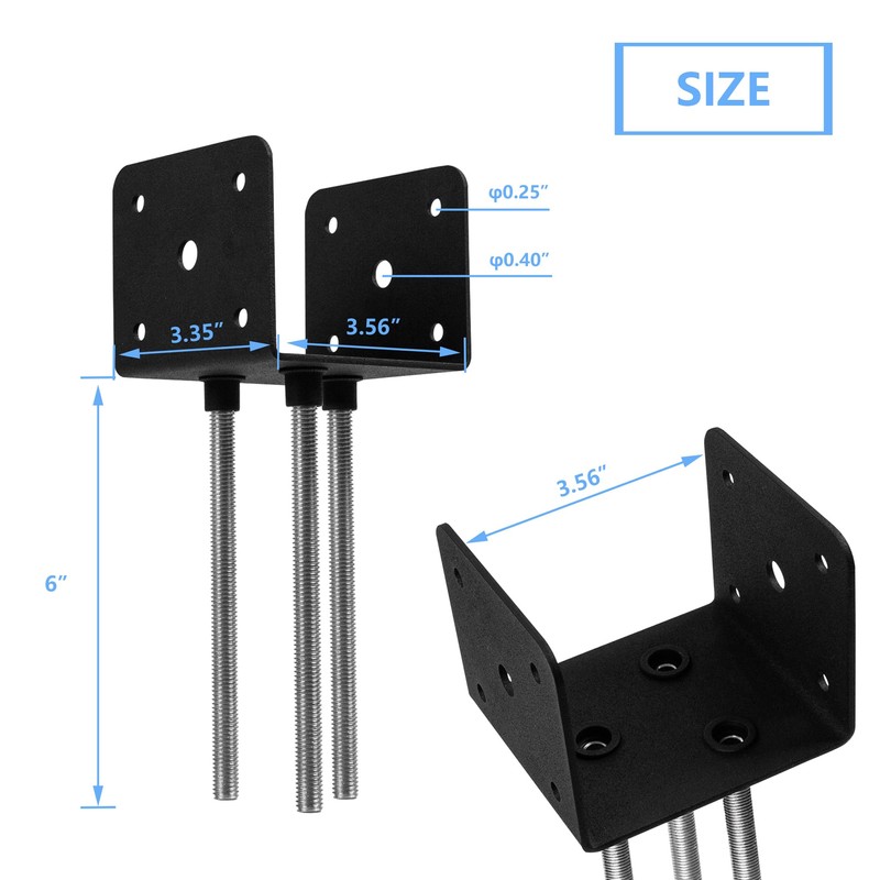 Wpbhk 4Pcs Concrete Post Anchor U Shape Fence Post Holder