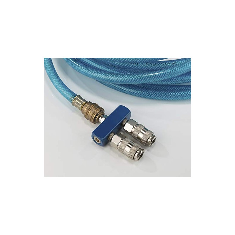 Scheppach Pneumatic Quick Couplings Set, 2 Way, 1 Piece, Blue/Silver,