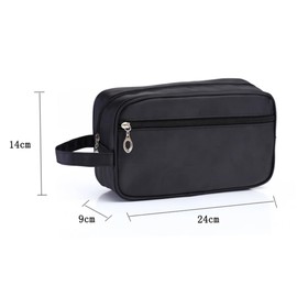 Baluue Travel Toiletry Organizer Double-Layer Cosmetic Bag for Men Black Storage Case with Handle for Shaving Kit and Makeup Essentials