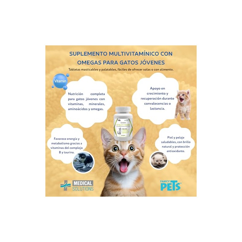 Fancy Pets Medical Solutions Vitality Multivitamínico Tabletas Masticables para Gatos