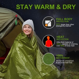 Guijinga Emergency Blankets for Survival, 2-Pack/4-Pack Space Blankets, Gigantic & Extremely Thick Survival Blanket, Suitable for Outdoor Survival, Camping, and Hiking