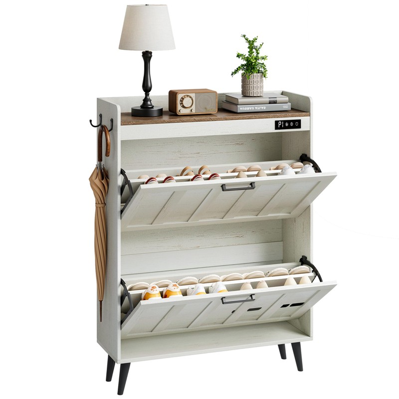 ChooChoo Shoe Storage Cabinet with 2 Flip Drawers, Deodorizing Shoe