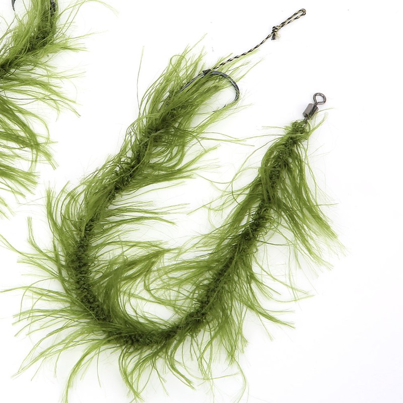 8PCS Carp Fishing Tied Hair Rigs Nylon Green Grass Line
