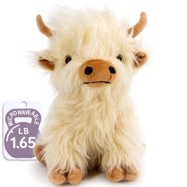 MARYSUN Highland Cow Stuffed Animal Toy, White Microwavable Highland Cow Gift for Girls and Kids Toy