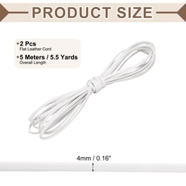 sourcing map 2 Bundles Flat Leather Cord, 5.5 Yards 4mm Leather Crafts Lacing Strip, White