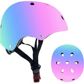 JEEFREE Adjustable Color Gradient Toddler Kids Bike Helmet for 3-5-8-14+Ages Girls Boys.Skateboard Bicycle Toddler Helmet 2-4 Years for Multi-Sports Cycling Scooter Inline Roller Skates Rollerblading