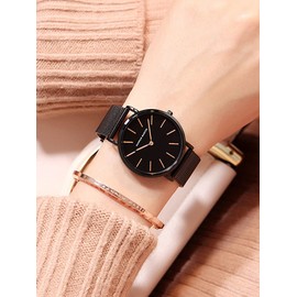 Relojes Mujer Pulseras Cuarzo con Correa de Malla Oro Rosa Resistente al Agua Reloj Regalo