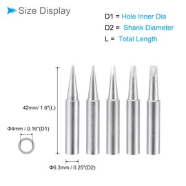 CoCud Soldering Iron Tips, 4x41mm 0.8D+1.2D+1.6D+2.4D+3.2D, Solder Tips Fine Soldering Gun Replacement Solder Welding - (Applications: for Soldering Irons Soldering Station), 5 Pieces