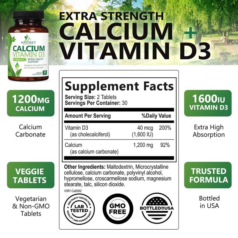 Calcium Supplement 1200 mg - with Vitamin D3 for Best