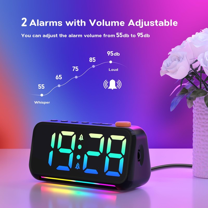 LATEC Digital Alarm Clock with 7 Modes RGB Night Light,