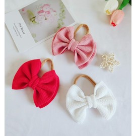 Hjiaruiky 5inch Baby Headbands Baby Girl Bows Newborn Bows Headband for Baby Girls Handmade Big Hair Bows Hair Accessories Heaadwraps for Infant Toddlers Red White Pink