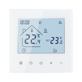 Smart WiFi Thermostat Boiler Heating Foot Heater WiFi Heating Thermostat LED Display Touchscreen Digital Room Thermostat Compatible with Alexa, Google Home (White - Boiler Heater 3A)