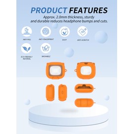 Schutzhülle für Beats Powerbeats Pro 2 Ohrhörer, yystao weiche Silikonhülle kompatibel mit Beats Pro 2, mit Umhängeband, Kombinierter Schalter mit Halterung, Orange