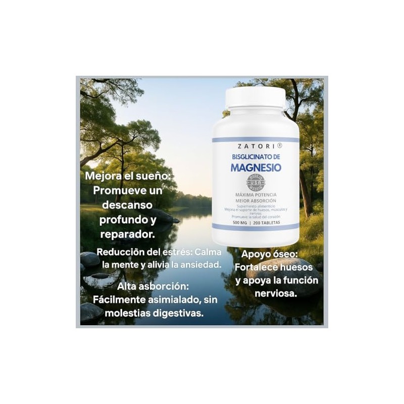 Zatori | Bisglicinato de Magnesio 500 mg | Alta absorción