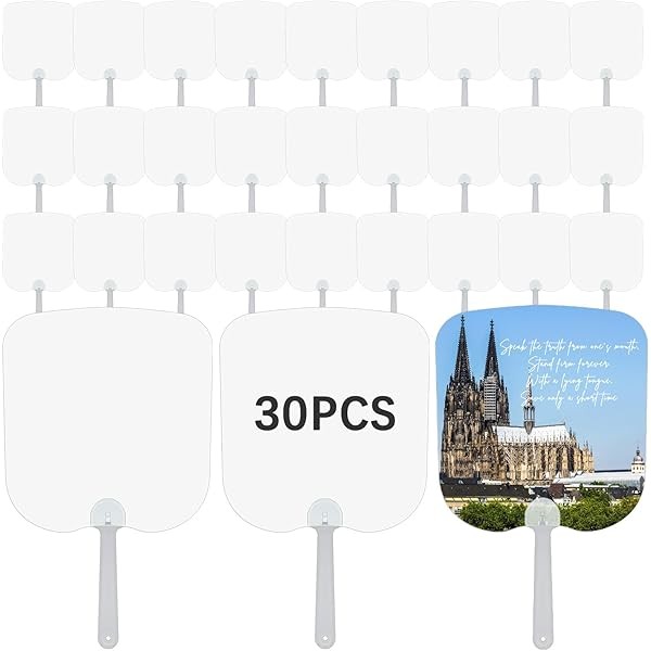 30 Pcs Church Fans Handheld Set,Sublimation Fans Blank Double-Sided Sublimation