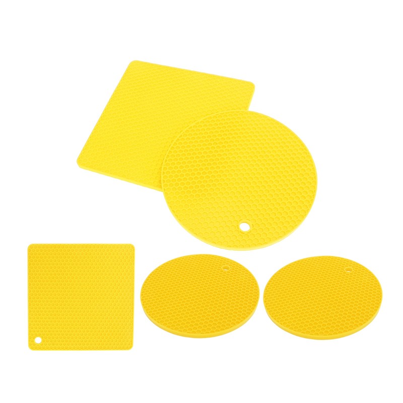 5Pcs Silicone Trivet Mat Square Round Honeycomb Hot Pad Non