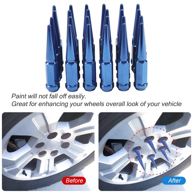JDMSPEED New Wheel Spike Lug Nuts (24pcs) with 1 Socket