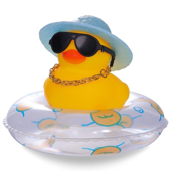 LUTER 1PC Rubber Duck Car Duck Decoration Dashboard, Little Yellow