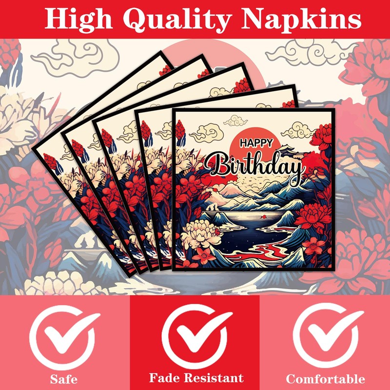 Lovarywow Japanese Hibachi Party Decorations, 96PCS Hibachi Party Plates Napkins