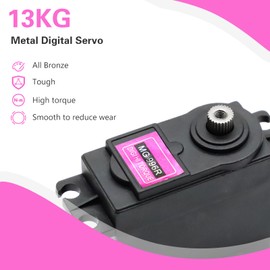 PNGOS RC Servo Motor Waterproof Metal Copper Gear for Arduino 1/8 1/10 1/12 15 kg 180° 5 V Standard Servo Micro Model Making Used for Robots, Robot Arms, Climbing Cars, RC Boats, RC Planes etc