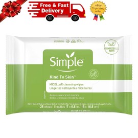 Simple Kind to Skin Cleansing Facial Wipes 25 Face Wipes and  Makeup Remover