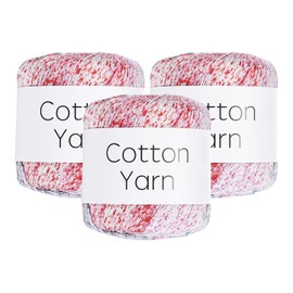 Rebower Cotton Yarn,100% Cotton Soft Knitting Yarn [for Hand DIY Bag Cushion Crocheting Knitting Project Home Decor] -3 Packages of 120g/4.23oz(Per Skein 40g/137yards)/Blue White