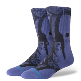Stance Draper Crew Socks Indigo Blue Patterned Calf Large