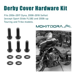 MoKitDora Derby Cover Hardware Kit Compatible with Harley 2006-2017 Dyna, 2008-2018 Softail (except Sport Glide FLSB), and 2008-up Touring and Trike Models, Black