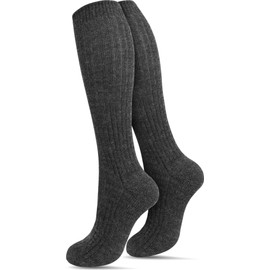 normani 3 Pairs of Knee Socks Made of 100% Pure Sheep's Wool, Thermally Insulating Sheep's Wool Socks with Reinforced Sole