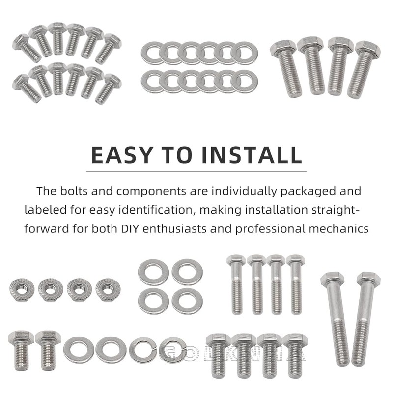 GOLKNHA 304 Stainless Steel 228 PCS Engine Hex Bolt Kit