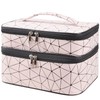 MKPCW Large Double Layer Cosmetic Bag with Brush Pocket and