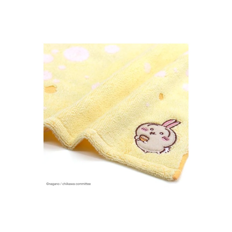 Chiikawa 41-1260080 Supa Towel Handkerchief, Yellow, Rabbit, Approx. 9.8 x