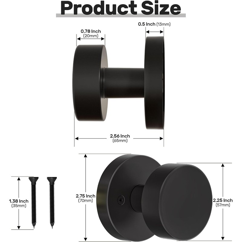 Hoconnie Dummy Door Knob, Brushed Satin Brass Dummy Door Knobs