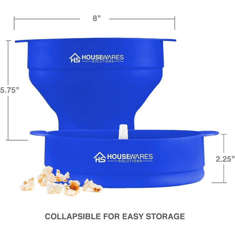 Collapsible Silicone Microwave Hot Air Popcorn Popper Bowl With Lid