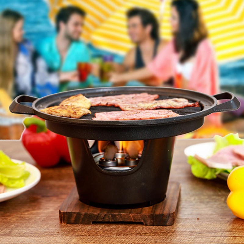 Hibachi Grill Smokeless Wooden Frame Aluminium Alloy Easy Assembly Portable