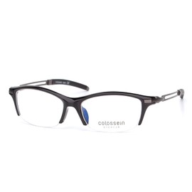 COLOSSEIN Half-Rim Titanium Eyeglasses Frame, TR90 Frame Nickel Alloy Bendable Arms and Rubber Tips, Black