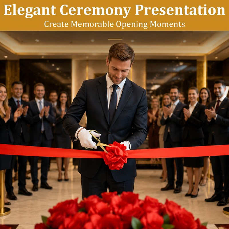 Grand Opening Ribbon Cutting Ceremony Kit, 7.55'' Gold Scissors