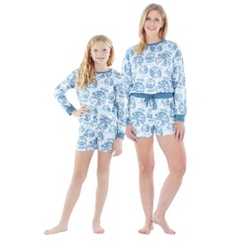 Our Family Pjs Mommy and Me Matching Blue Tie Dye Pajama Shorts Set, Blue and White Tie Dye, Medium, Kid's (Pj Set)